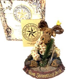 Vtg 2000 Boyds Bears & Friends Hirum Mooselplanter Box and Certificate Figurine